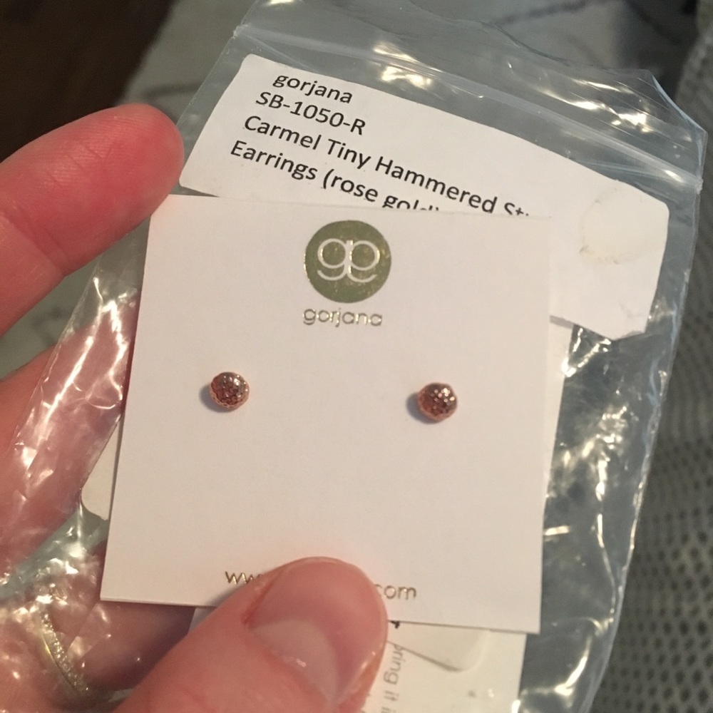 Gorjana Carmel Tiny Hammered Rose Gold Studs